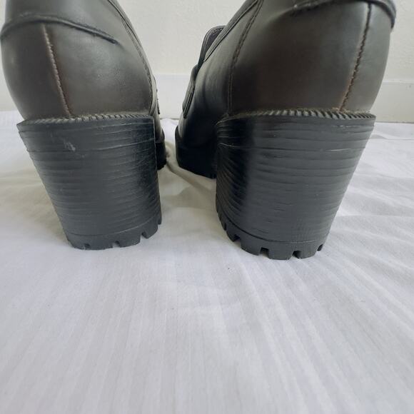 Vintage Lower East Side Brown Chunky Platform Loafers – Size 5.5 – Faux Leather - Picture 10 of 11